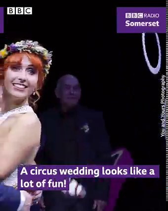 Circus performers Emil and Rosey got married in the big top at Highbridge 🎪 👰 Click bbc.in/3GDyv8E to hear more about their special day at Circus Funtasia. | BBC Somerset