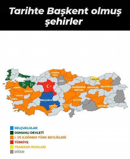 Tarihin bazı noktalarında başkentlik yapmış sehirler #tiktok #twitter #instagram #facebook #fenerbahce | Harita Atlası
