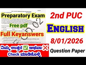 2nd PUC English Preparatory question paper 2026 with answers