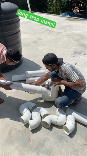 long trap install // upvc fittings #viral #diy #pipelining #reels #plasticpipe #trapline #stopper