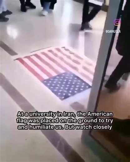 The Iranian regime placed an American flag on the ground at a University, so students would walk on it to disrespect the country. However, all the students walked around it... | David J Harris Jr.