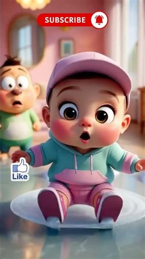 😂 Baby Slips on Ice with Wheel Shoes! Funniest Cartoon Fall Ever ❄️🤣 | Viral Short