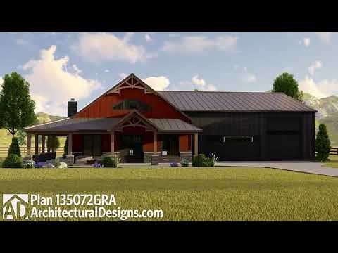 Barndominium Style House Plan 135072GRA Virtual Flyaround Tour