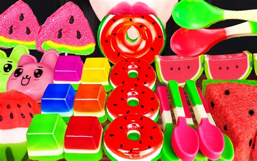 Jane ASMR WATERMELON DESSERT, JELLY, EDIBLE SPOON EATING