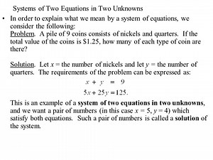 Systems Of Equations Information