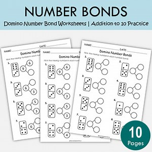 Domino Number Bond Worksheets | Addition to 10 | Kindergarten & 1st Grade, T-261
