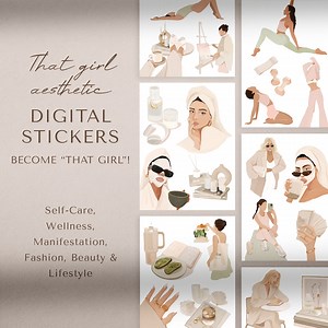 Digital Stickers | THAT GIRL Aesthetic Stickers | Planner Stickers | Goodnotes Stickers | Journal Stickers | iPad Stickers | Png Stickers - Etsy