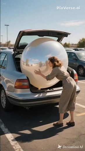 "When you try to fit a giant balloon in the trunk... and everything goes wrong! 😂🎈"