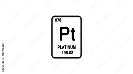 platinum pt Element 78 of the Periodic Table. Design shows name, atomic weight and element number. white background.
