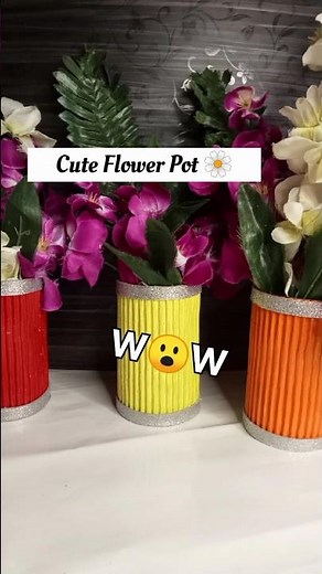 DIY Cardboard Flower Pot | Easy Craft for Beginners | Cute Mini Flower Pot Craft for Kids | #shorts