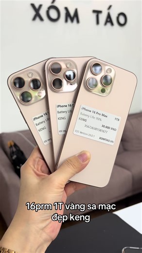 iPhone 16 Pro Max 1T Vàng Sa Mạc đẹp keng - Bao zin, BH 12 tháng