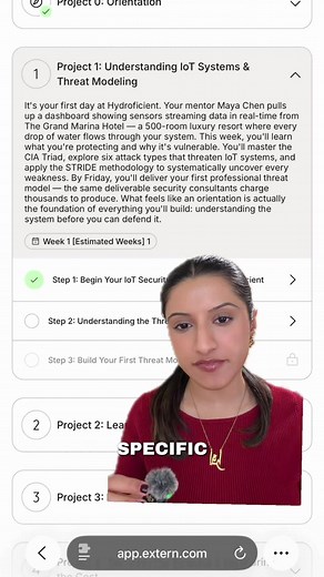 This is going to sound nerdy but I HAD to show you guys this cybersecurity externship. It's fully story based, you play a security engineer protecting the water systems of a luxury hotel. By the end you've built a real threat model, parsed sensor data in Python, secured an MQTT pipeline with TLS, and have an actual project to show in interviews instead of just another certificate. Free to start at @externhq 🔗 to the externship in my bio #extern #externship #cybersecurity #cybersecuritycareers #