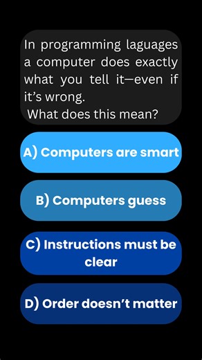 Many parents think programming for kids is about typing code or using complex tools. In reality, it starts with logical thinking and understanding how computers follow instructions. This short quiz introduces a basic programming concept in a way children can understand—while showing parents what real programming education looks like. We teach programming through Scratch, Roblox Studio, and more, with a strong focus on thinking skills that last. #ProgrammingForKids #CodingForChildren #LearnToCode