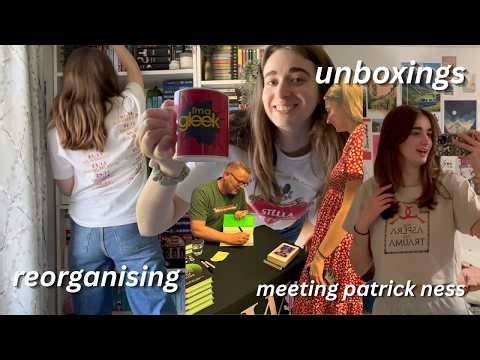 doing bookish things ft reorganising my shelves, meeting patrick ness and unboxings! 📚📦
