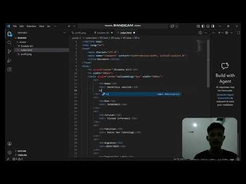 cara membuat biodata diri diwebsite dengan menggunakan html visual studio code
