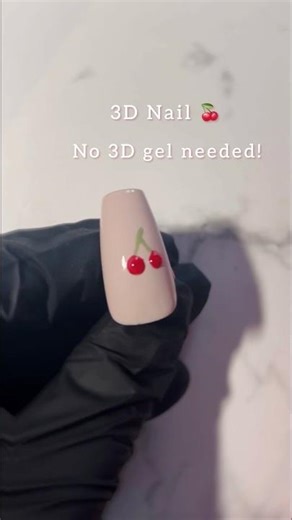 Cherry 3D nail art | Beginner nail without 3D gel 🍒✨#diy #nailart #shorts