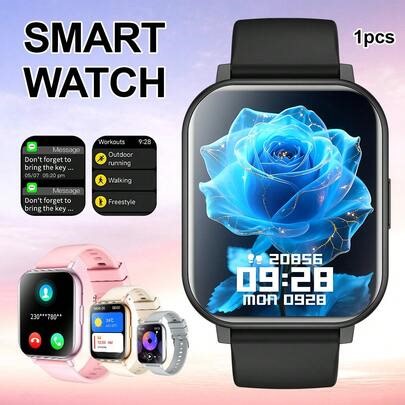 1.83" Full Screen Smart Watch, Gender-Friendly Design, Supports Wireless Call Function, Comfortable & Breathable Silicone Strap; Notification Function For Remote Photo/Music Playback, Sports Tracking & Fitness Features, Multiple Sport Modes | SHEIN