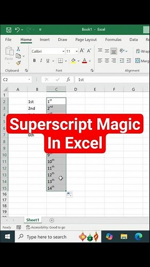 Excel Superscript Trick 🔥 1st, 2nd, 3rd Auto Fill While Dragging