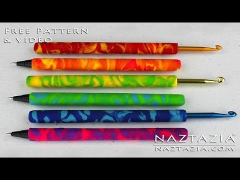 HOW to MAKE POLYMER CLAY CROCHET HOOK and PEN - DIY Tutorial Cover Hooks Pens