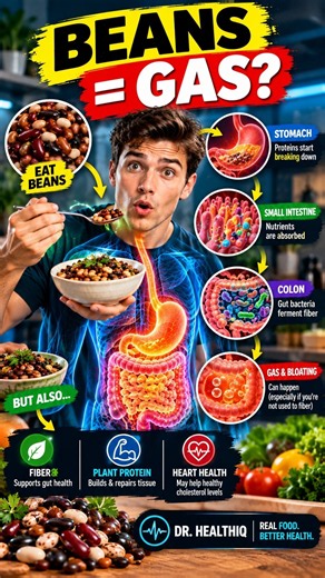 🫘 What Happens When You Eat Beans? Your Gut Reacts! #healthfacts #youtubeshorts #medicalanimation