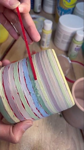 Transforming a Mug with Colorful Layered Stripes
