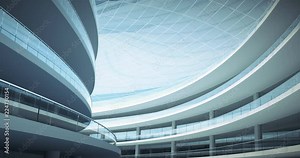 Endless corridor tunnel. Modern architecture seamless loop 60 fps 4k UHD