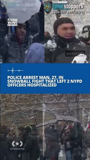 Police arrest man, 27, in snowball fight that left 2 NYPD officers hospitalized
