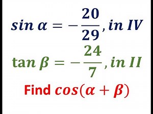 Find cos(α+β), Sum and Difference Formula for Cosine