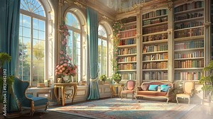 luxury library. seamless and looping animation
