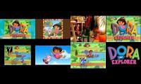 Mix of 8 videos from youtube : 8 Dora the explorer, intros at once