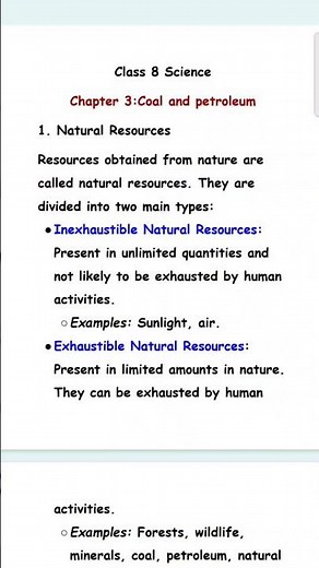 NOTES - Coal And Petroleum Ch 3 Class 8th Science NCERT #sciencenotes #coalandpetroleum