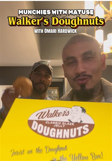 Donut review with the deeply talented Omari Hardwick! . Yall may know him as Ghost from Power but I know him as Big BrO! . We were in Melbourne filming a movie and one night after a 12 hour day on set we ended up in a recording studio session & we had the impromptu opportunity to shoot a donut review of Walker’s Doughnuts. . Donut chaos ensued. . . #omarihardwick #matuse #donuts #walkersdoughnuts #foodreview