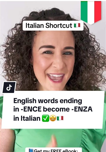📘Get my FREE eBook: “How to Learn Italian SO FAST It Feels Like Cheating” 👉LINK in BIO🔗📚 🇮🇹 Learning Italian is easier than you think! 🤔 Did you know there are 17 secret rules that can instantly UNLOCK your Italian vocabulary? Take a look at this… ✅Did you know, English words ending in -ence become -enza in Italian difference → differenza intelligence → intelligenza experience → esperienza 💡Get all 17 powerful shortcuts to ‘Italianize’ English words and effortlessly EXPAND your Italian v