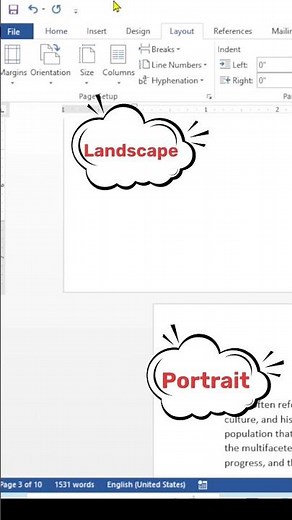 MS Word Tutorial: Creating a One-Page Landscape and Next-Page Portrait Document #words