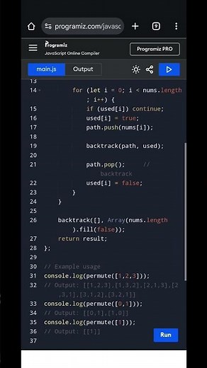 Permutations of Array in JavaScript | Backtracking Solution | LeetCode Problem