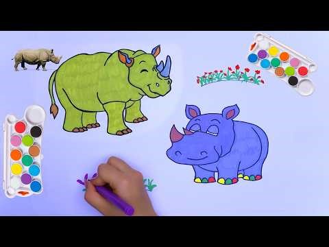 How to Draw a Rhinoceros 🦏 | Easy Drawing for Kids