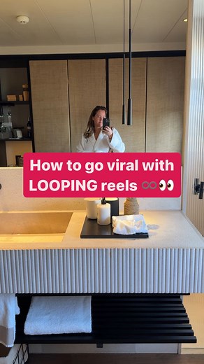 Sarah | Social Media Marketing & Sales on Instagram: "How you make a looping reel ⬇️ 🛟Fist, save this reel to use the audio later! If you want to create a looping video, the video itself matters just as much as the audio itself! Step by step: 1. Record or download a video that is suitable to create a seamless transition, like this one here in the video 2. Use an audio that is also seamless when looping, like this one here in the video You don't want a noticeable break in either, the video nor t