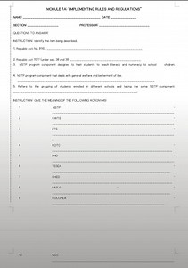 MODULE 1A: "IMPLEMENTING RULES AND REGULATIONS"QUESTIONS TO A... | Filo