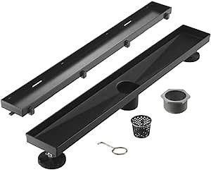 32 in. Linear Stainless Steel Shower Drain - Tile Insert in Matte Black