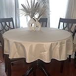 Faux Linen Round Tablecloths 60 inch, Waterproof Decorative Washable Texture Rustic Circle Table Cloth Cover for Dining Kitchen Party Farmhouse Outdoor(Round (2-4 Seats),Sage Green)