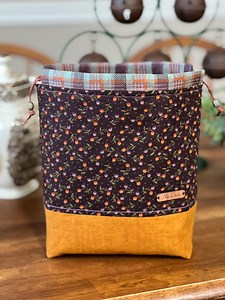 Handmade Drawstring Project Bag | Knitting & Crochet Bag - Etsy