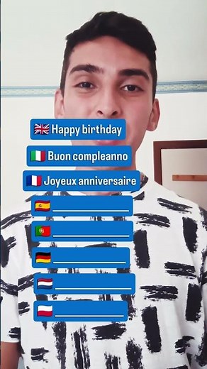 How to say "Happy birthday" in 8 languages 🇬🇧🇮🇹🇫🇷🇪🇸🇵🇹🇩🇪🇳🇱🇵🇱 🎂 #polyglot #languages