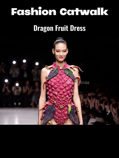 Avant-Garde Fruit Dress Runway 🍌🐉🌵 | Banana, Dragon Fruit & Cactus Couture Fashion Show 4K