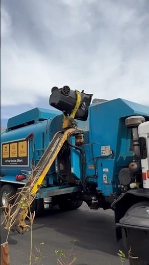 Garbage Truck Sends Trash Can Lids Soaring! 🚀