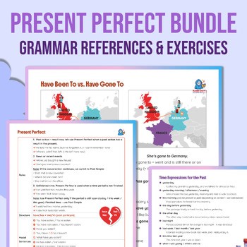 Present Perfect Grammar Exercises & Rules | ESL | Bundle
