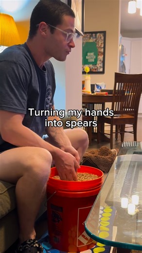 Tommy Ashman on Instagram: "Bringing spear hand training back into my routine. When I first did this training in 2020, I was amazed at how strong my hands got in 8 months. This time, I’ll go even further."