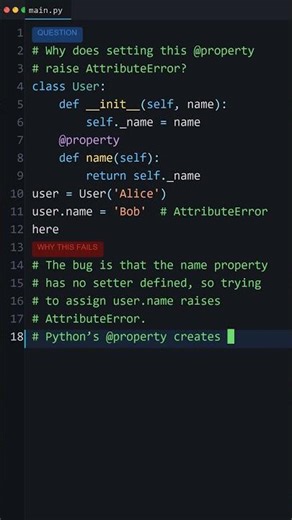 This Python Code Is Wrong: Why does setting this @property raise AttributeError?