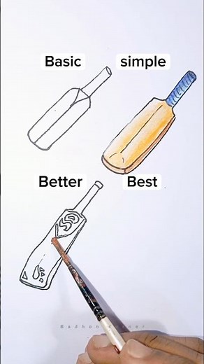 Basic to Best Drawing 🏏 | Cricket Bat Art Progress #shorts #cricketlover #art #drawing #arttutorial