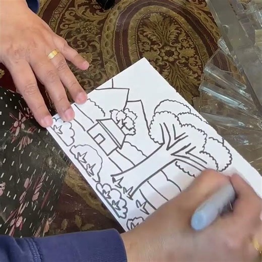 🌄 “Soothing Scenery Tutorial | Sharpie Drawing & Crayon Coloring ✨”