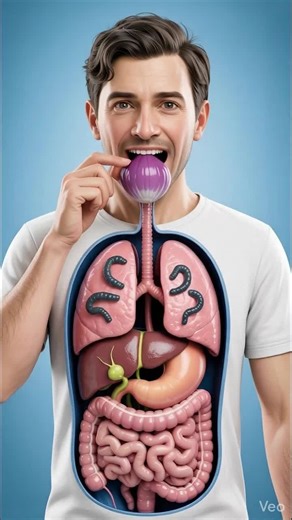 “The Amazing Journey of Onion Inside the Human Body” #DigestiveSystem #HumanAnatomy #OnionBenefits #AIAnimation #EducationalContent